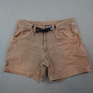 KAVU Shorts Mens XL Brown Canvas Elastic Waist Web Belt Outdoor Chino Casual